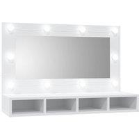 vidaXL Mirror Cabinet with LED White 90x31.5x62 cm, White