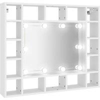 vidaXL Mirror Cabinet with LED White 91x15x76.5 cm, White