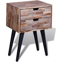 Vidaxl Nightstand With 2 Drawers Reclaimed Teak Wood, Brown