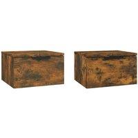 Vidaxl Wall-mounted Bedside Cabinets 2 Pcs Smoked Oak 34X30X20 Cm, Brown