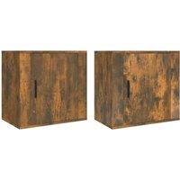 Vidaxl Wall-mounted Bedside Cabinets 2 Pcs Smoked Oak 50X30X47 Cm, Brown