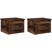 Vidaxl Wall-mounted Bedside Cabinets 2 Pcs Smoked Oak 41.5X36X28Cm, Brown