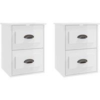 Vidaxl Wall-mounted Bedside Cabinets 2 Pcs High Gloss White 41.5X36X53Cm, White