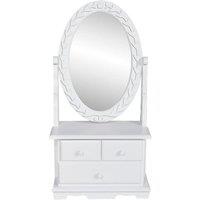 Vidaxl Vanity Makeup Table With Oval Swing Mirror Mdf, White