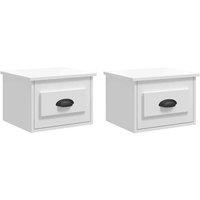 Vidaxl Wall-mounted Bedside Cabinets 2 Pcs High Gloss White 41.5X36X28Cm, White