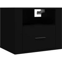 Vidaxl Wall-mounted Bedside Cabinet Bedroom Floating Bedside Wall Unit Floating Nightstand Wall Bedside Cabinet For Next To Bed Black 50X36X40 Cm, Black