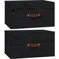 Vidaxl Wall-mounted Bedside Cabinets 2 Pcs Black 40X29.5X22 Cm, Black