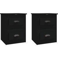 Vidaxl Wall-mounted Bedside Cabinets 2 Pcs Black 41.5X36X53Cm, Black