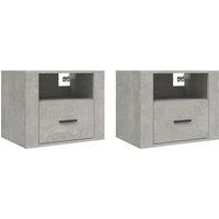 Vidaxl Wall-mounted Bedside Cabinets 2 Pcs Concrete Grey 50X36X40 Cm, Grey