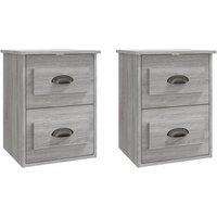 Vidaxl Wall-mounted Bedside Cabinets 2 Pcs Grey Sonoma 41.5X36X53Cm, Grey