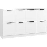 Vidaxl 2X Sideboards Bedroom Living Room Furniture Side Storage Cabinet Cupboard Home Organiser Console Cabinet White Engineered Wood, White