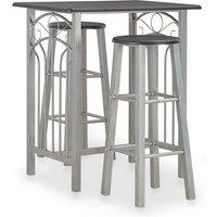 Vidaxl 3 Piece Bar Set Wood And Steel Black, Black