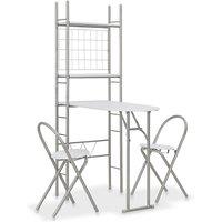 Vidaxl 3 Piece Folding Dining Set With Storage Rack Mdf And Steel White, White