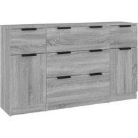 Vidaxl 3 Piece Sideboard Set Grey Sonoma Engineered Wood, Grey