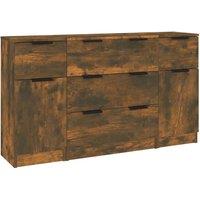 Vidaxl 3 Piece Sideboard Set Smoked Oak Engineered Wood, Brown