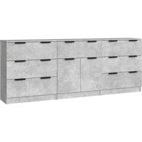 Vidaxl 3 Piece Sideboards Concrete Grey Engineered Wood, Grey