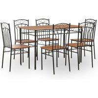 Vidaxl 7 Piece Dining Set Mdf And Steel Brown, Brown