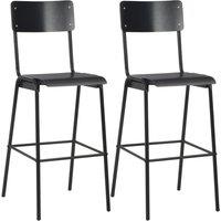 vidaXL Bar Chairs 2 pcs Black Solid Plywood Steel, Black