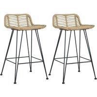vidaXL Bar Chairs 2 pcs Natural Rattan, Brown