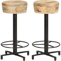 vidaXL Bar Stools 2 pcs 66 cm Solid Mango Wood, Brown