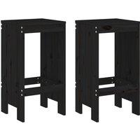 vidaXL Bar Stools 2 pcs Black 40x36x75 cm Solid Wood Pine, Black