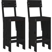 vidaXL Bar Stools 2 pcs Black 40x48.5x115.5 cm Solid Wood Pine, Black