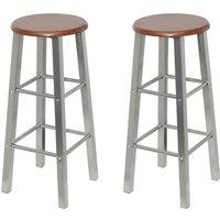 vidaXL Bar Stools 2 pcs Metal with MDF Seat, Silver