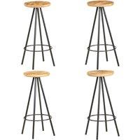 vidaXL Bar Stools 4 pcs Rough Mango Wood, Brown