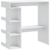 Vidaxl Bar Table With Storage Rack High Gloss White 100X50X101.5 Cm, White