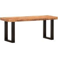 Vidaxl Bench 110 Cm Solid Rough Mango Wood And Steel, Brown