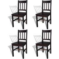 vidaXL Dining Chairs 4 pcs Dark Brown Pinewood, Brown