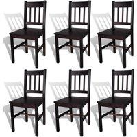 vidaXL Dining Chairs 6 pcs Dark Brown Pinewood, Brown