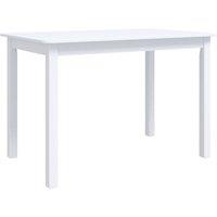 Vidaxl Dining Table White 114X71X75 Cm Solid Rubber Wood