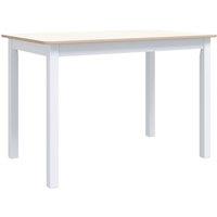 Vidaxl Dining Table White And Brown 114X71X75 Cm Solid Rubber Wood