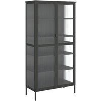 Vidaxl Highboard Black 85X40X180 Cm Glass And Steel, Black