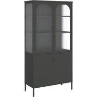 Vidaxl Highboard Black 90X40X180 Cm Glass And Steel, Black