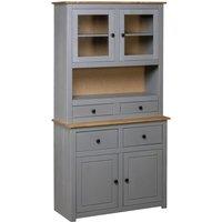 Vidaxl Highboard Grey 93X40.5X180 Cm Solid Pine Panama Range, Grey