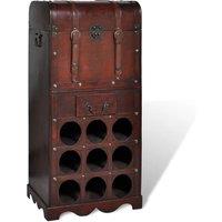 Vidaxl Wooden Wine Rack For 9 Bottles With Storage, Red