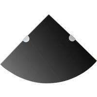Vidaxl Corner Shelves 2 Pcs With Chrome Supports Glass Black 25X25 Cm, Black