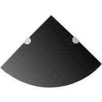 Vidaxl Corner Shelves 2 Pcs With Chrome Supports Glass Black 35X35 Cm, Black