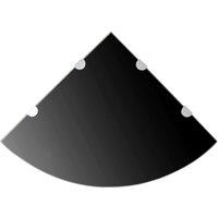 Vidaxl Corner Shelves 2 Pcs With Chrome Supports Glass Black 45X45 Cm, Black