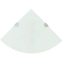 Vidaxl Corner Shelves 2 Pcs With Chrome Supports Glass White 25X25 Cm, White