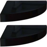 Vidaxl Floating Corner Shelves 2 Pcs High Gloss Black 25X25X3.8 Cm Mdf, Black