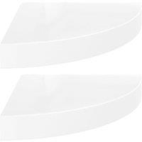Vidaxl Floating Corner Shelves 2 Pcs High Gloss White 25X25X3.8 Cm Mdf, White