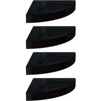 Vidaxl Floating Corner Shelves 4 Pcs High Gloss Black 25X25X3.8 Cm Mdf, Black