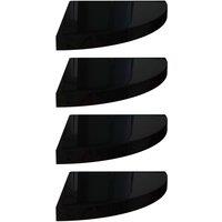 Vidaxl Floating Corner Shelves 4 Pcs High Gloss Black 35X35X3.8 Cm Mdf, Black