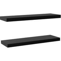 Vidaxl Floating Wall Shelves 2 Pcs Black 100X20X3.8 Cm, Black