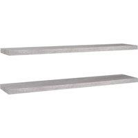 Vidaxl Floating Wall Shelves 2 Pcs Concrete Grey 120X23.5X3.8 Cm Mdf, Grey