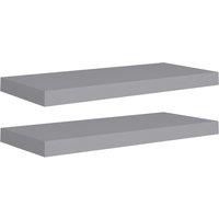 Vidaxl Floating Wall Shelves 2 Pcs Grey 60X23.5X3.8 Cm Mdf, Grey