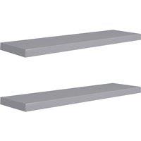 Vidaxl Floating Wall Shelves 2 Pcs Grey 90X23.5X3.8 Cm Mdf, Grey